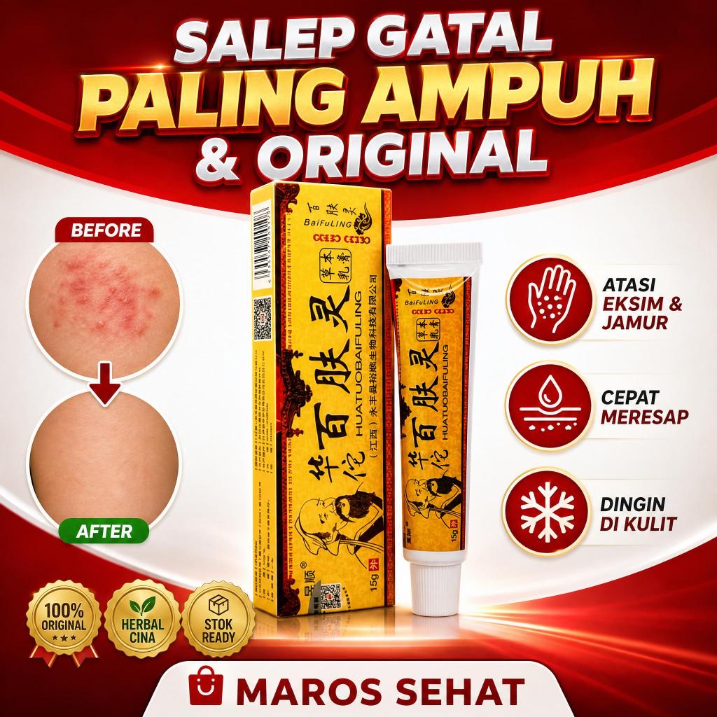 Salep Gatal HUATUOBAIFULING Cap Orang Tua Original 100% Ampuh - Obat Eksim Kurap Jamur Panu Kudis Al