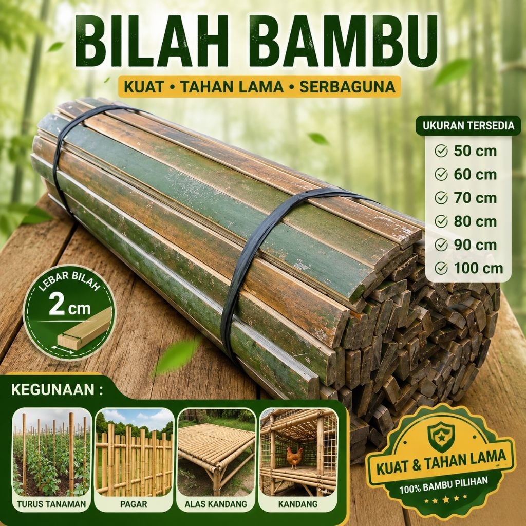 bambu belah/ Reng bambu / bilah bambu /ajir tanaman/alas kandang/pagar