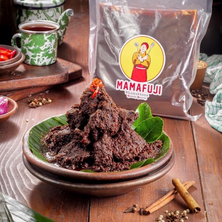 Rendang Asli Rempah Padang MAMA FUJI - Rendang Daging Sapi 350 gr / Rendang Viral 100% Halal / Origi