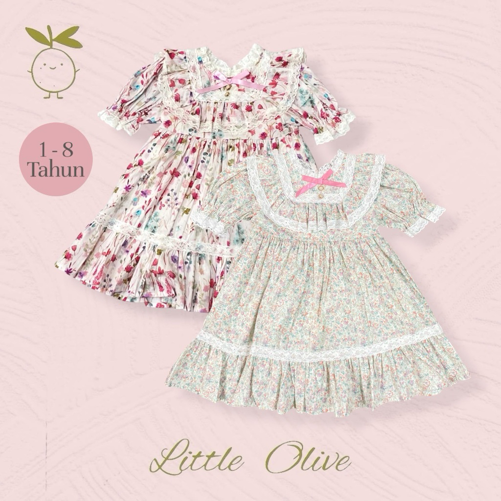 Little Olive - Loraine Dress | 1-8 Tahun | Dress Anak Perempuan Hand Smocked Dress Baju Anak Premium
