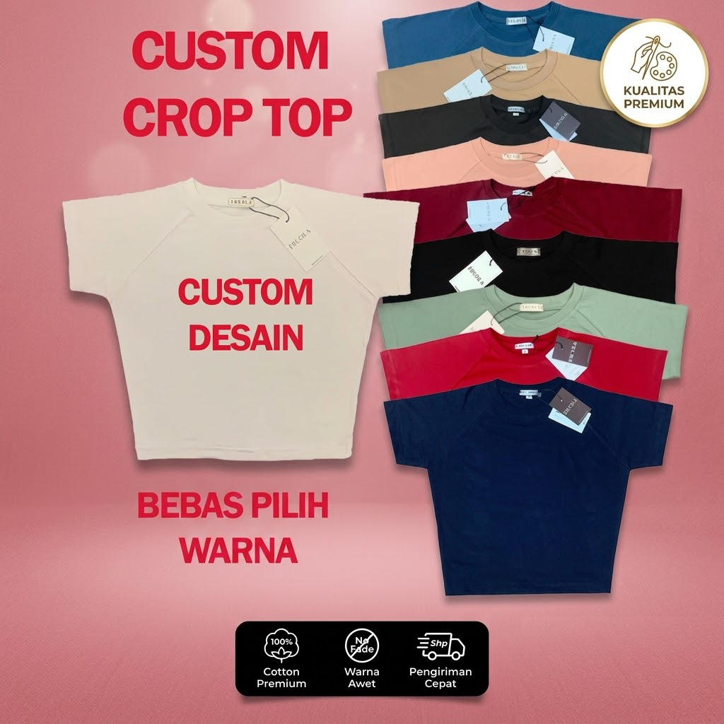 Ercola - Crop Top Custom Desain Baby Tee Kaos Crop Top KaosRInger Wanita Cotton Combed 24s