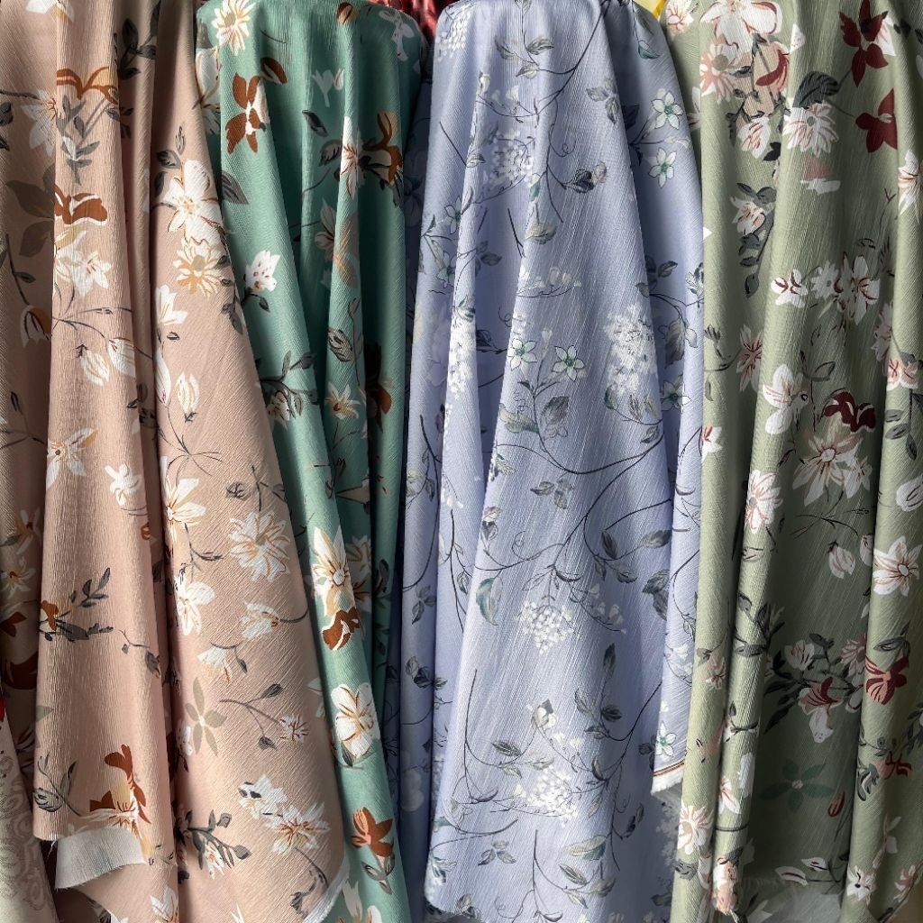 kain crepe cringkel motif bunga premium - kain crinkle print - kain Zara crepe - kain nasiji crepe p