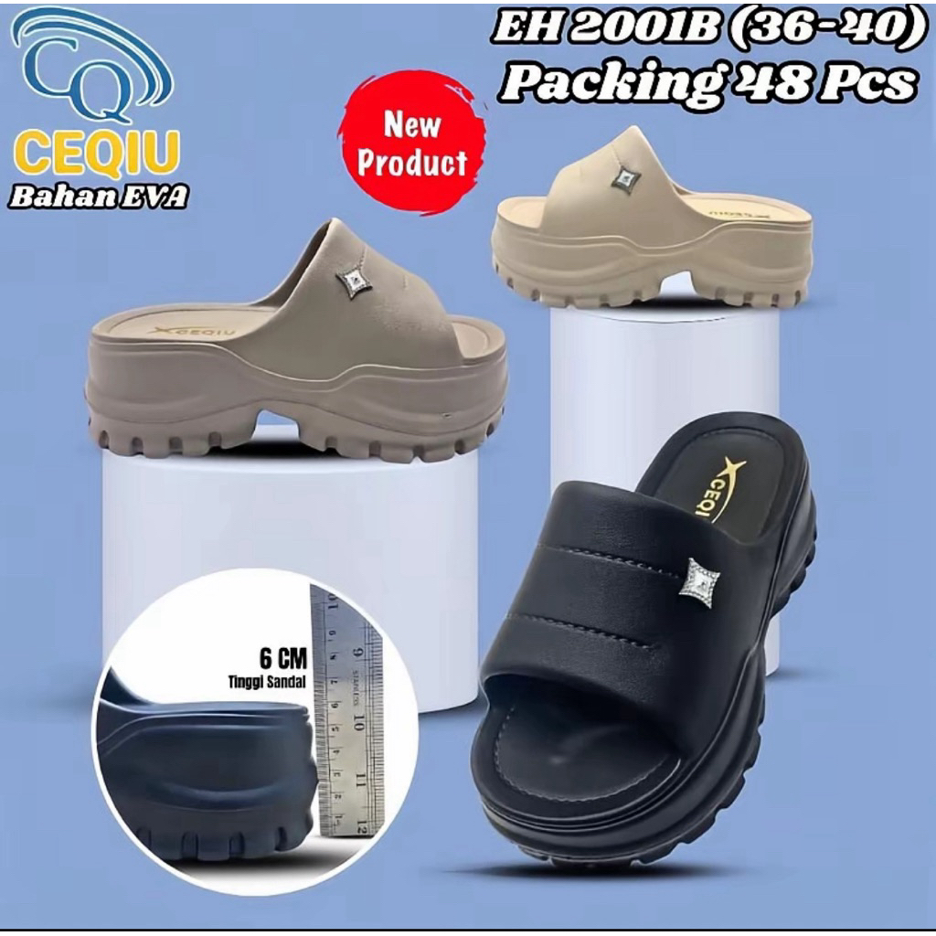 Sandal selop eva cequi 2001B - sandal selop wanita tinggi teebaru - sandal selop wedges tingi wanita