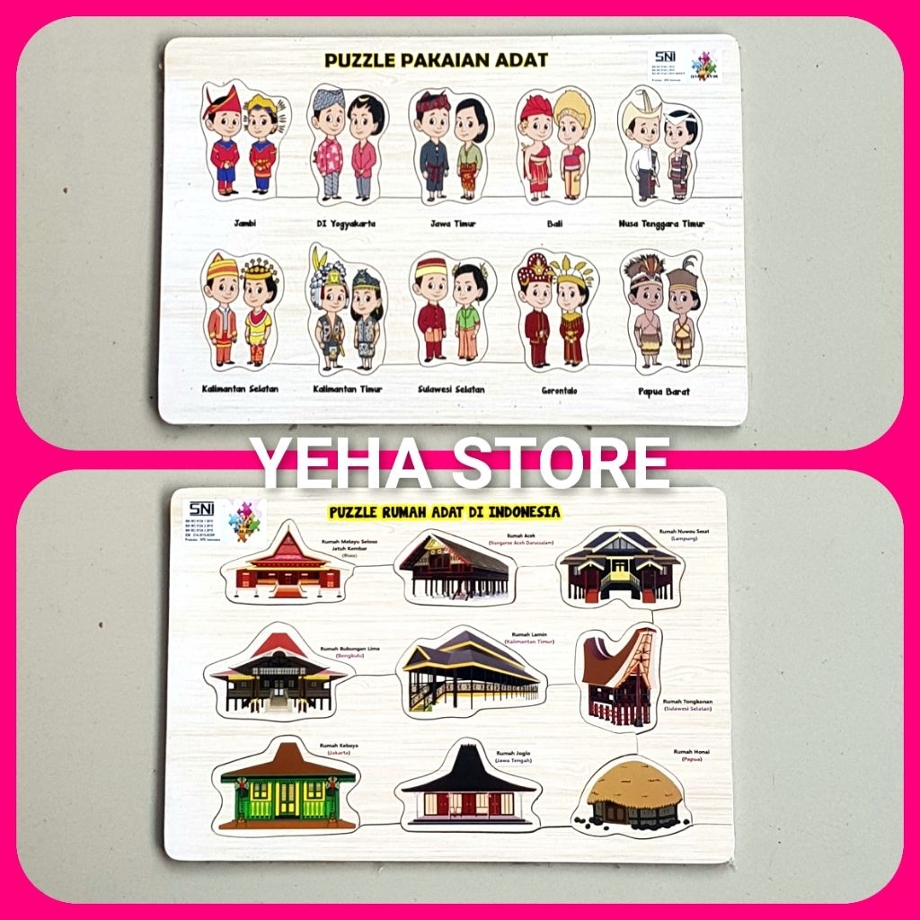 Puzzle Baju Adat) Puzzle Rumah Adat