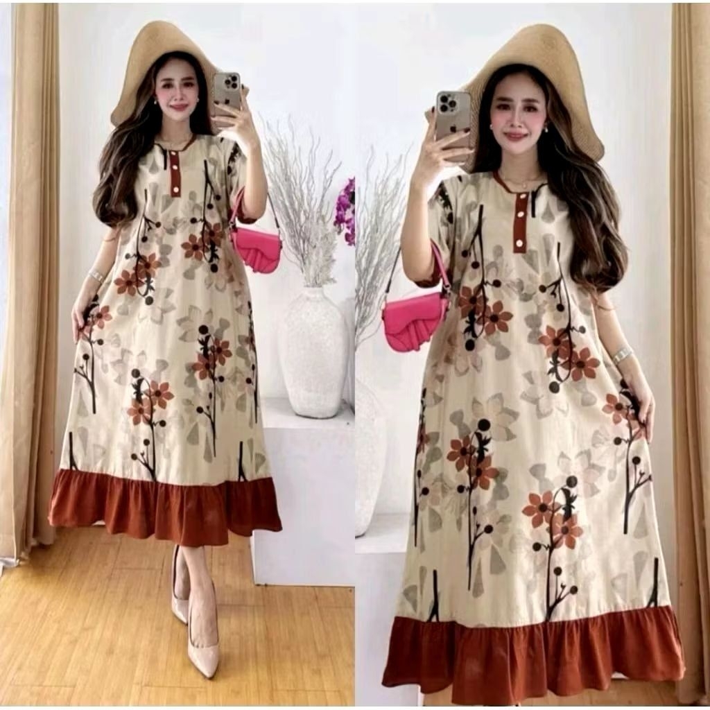 Daster busui kekinian 2025 kancing depan korean style daster rempel rayon premium jumbo ld 120 cm mo