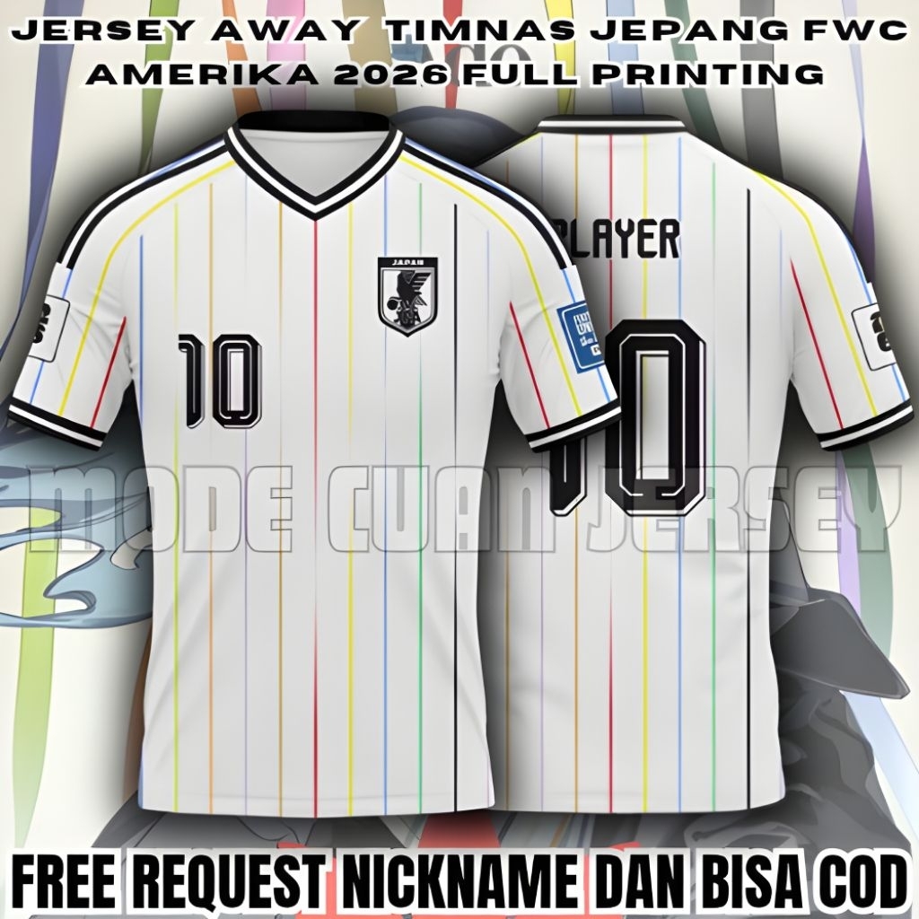 Jersey Kaos Timnas Jepang Away FWC 2026 Terbaru Full Printing Free Request Nickname