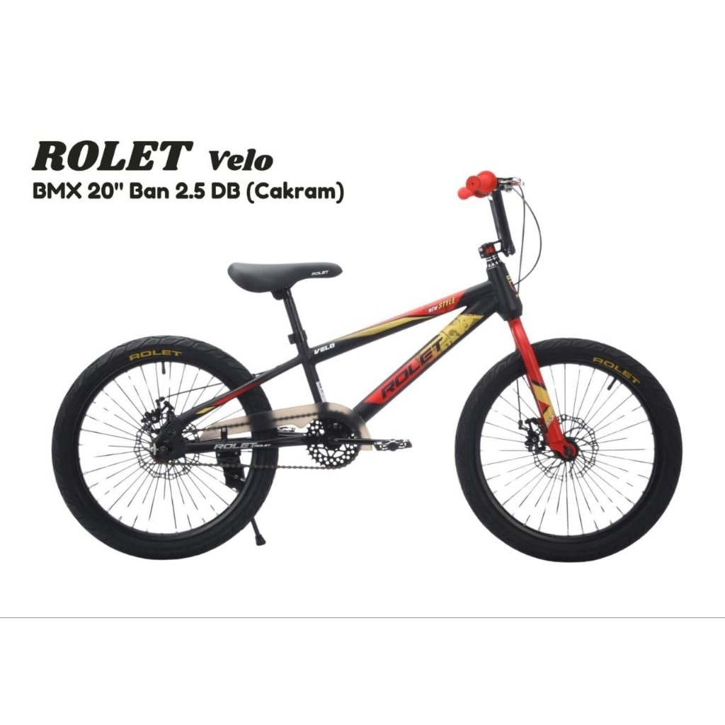 SEPEDA BMX 20 ROLET VELO REM CAKRAM BAN BESAR 2.50 &ban 3.0 untuk anak 7 sampy 12tahun