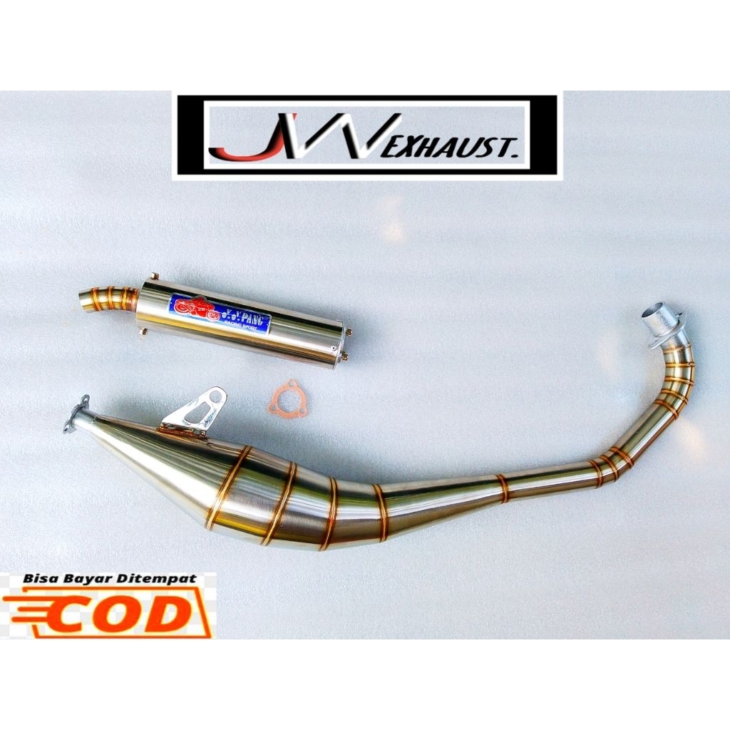 knalpot satria 2tak satria hiu/lumba samping PNP satria hiu satria lumba yy pang full stenlis