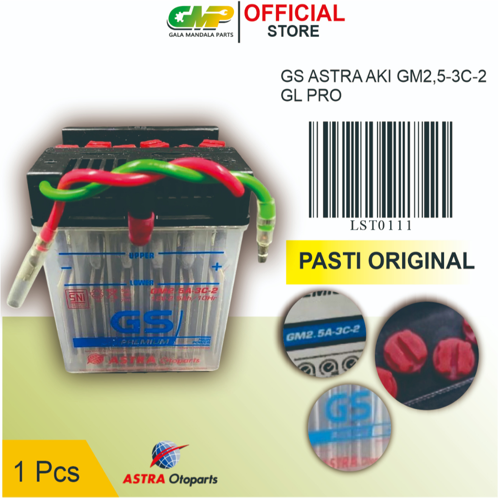 Aki Motor GS Astra GM2,5-3C-2 Premium Basah GL Pro Supra Fit Lama Shogun Smash