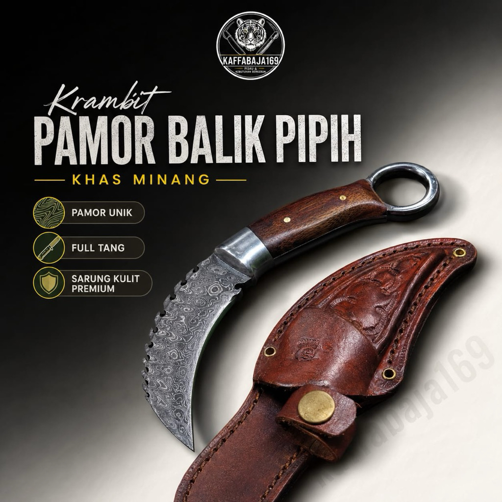 Karambit kerambit krambit Balik pipih pamor Olahraga silat khas minang sarung kulit elegant