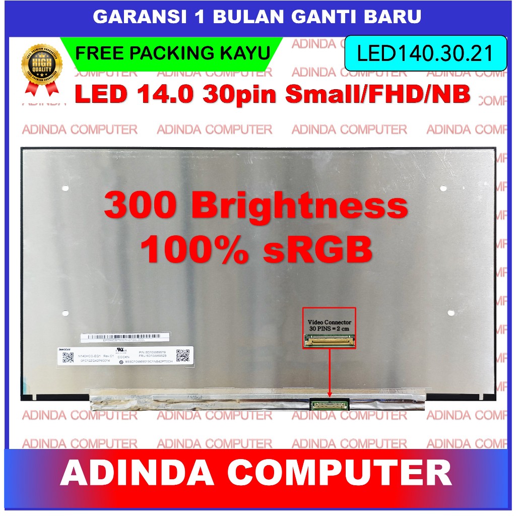 LCD LED 14.0 Inch 30 Pin Small Frame 1920x1080 FHD IPS 100% sRGB N140HCG-EQ1 rev.c1 N140HCE-EN2
