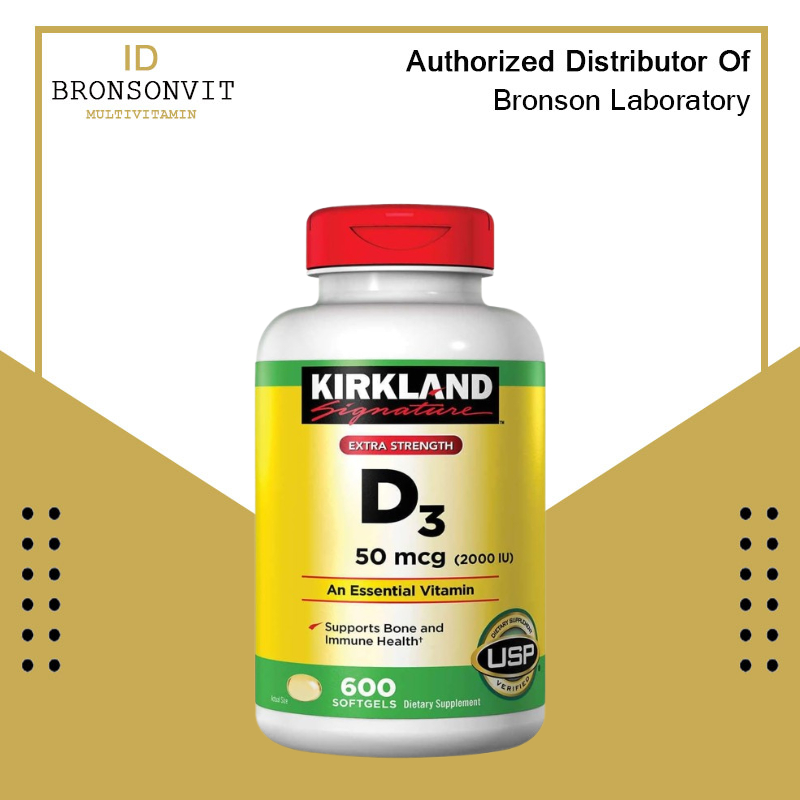 Kirkland Signature Vitamin D3 2000 IU 50mcg 600 Softgels - Suplemen Kesehatan Tulang & ImunitasORI 1