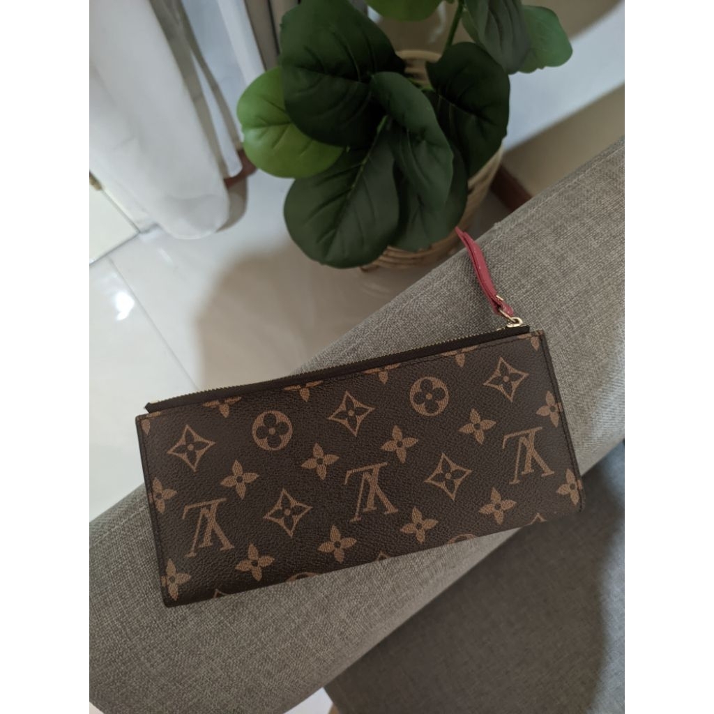 Louis Vuitton Monogram Felicie Chain Wallet Zippered Insert Fuchsia