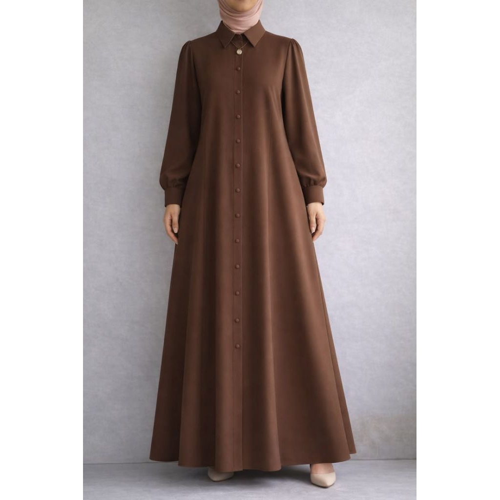 GAMIS FULL kancing depan katun Toyobo polos //.GAMIS JUMBO //Gamis polos