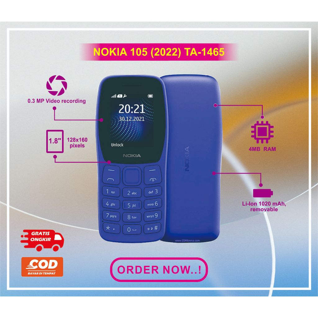 HP NOKIA  105  (2022 ) TA-1465 Normal second siap pakai