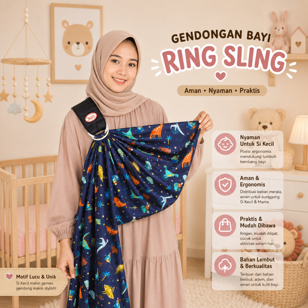 Gendongan Bayi Multifungsi Ring Sling Gendongan Bayi Panjang Ring Sling