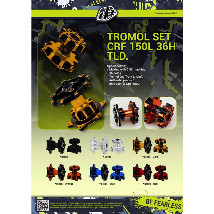 Tromol Set CRF150L 36H TLD | Tromol CNC CRF 150 Racing | Hub Wheel Trail Supermoto Aluminium CNC