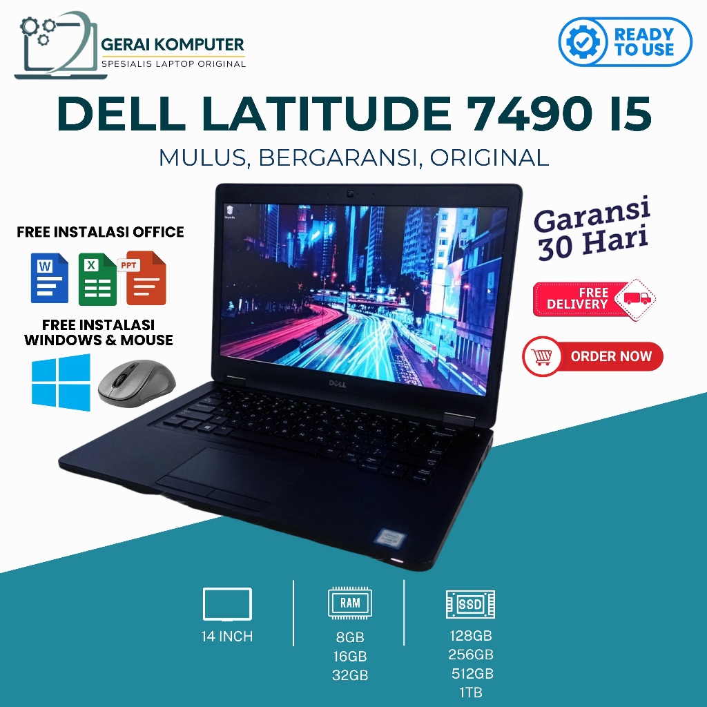 Dell Latitude 7490 7480 7470 7390 Intel Core i5 | i7 Gen8 RAM 16GB SSD 512GB Murah Bergaransi - 7390
