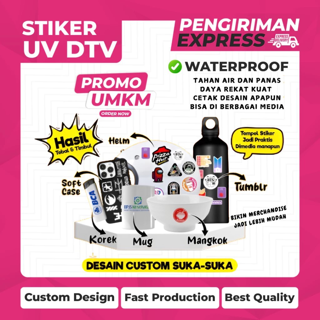 CETAK STIKER UV DTF TIMBUL / DECAL KERING METERAN
