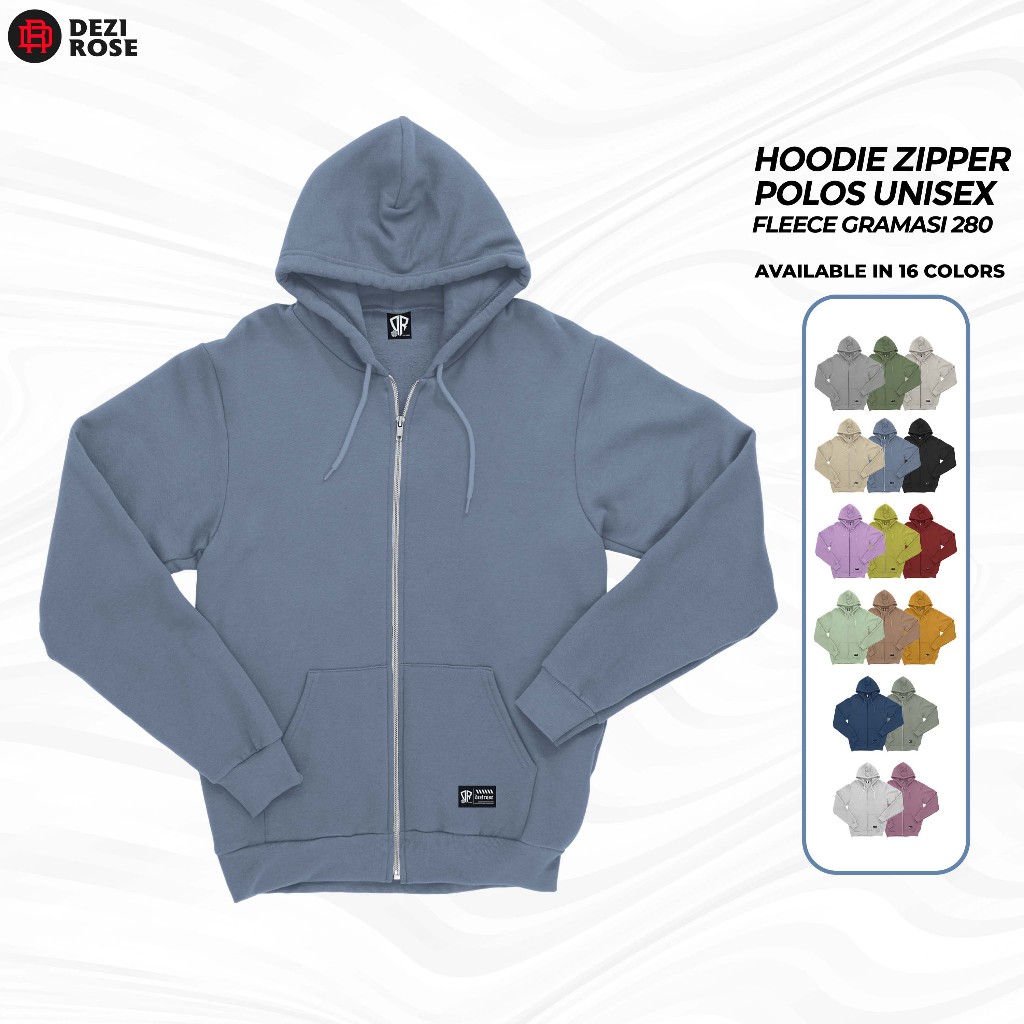 Dezirose Jaket Hoodie Resleting Zipper Polos Pria Wanita Fleece Tebal Premium | Cowok Cewek Unisex