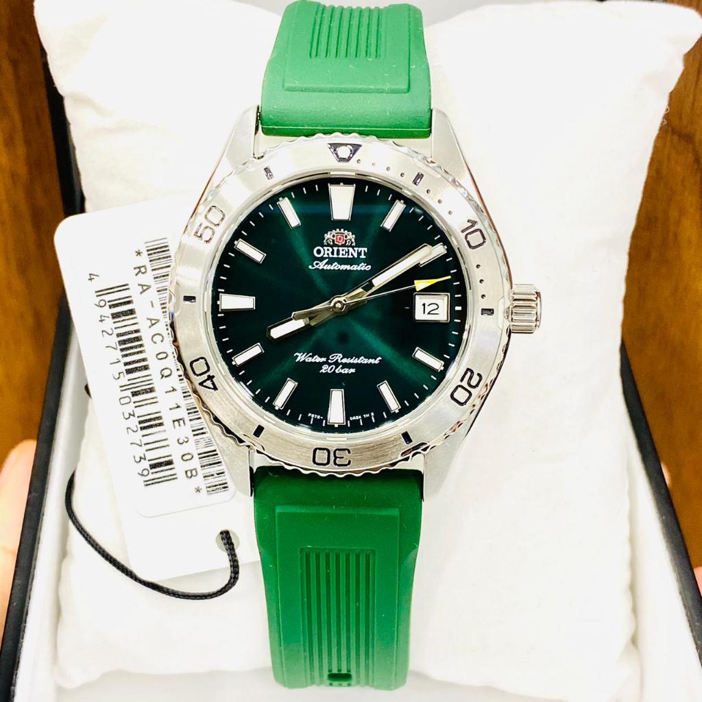 Jam Tangan Pria Orient RA-AC0Q11E Mako Automatic Green Rubber Original