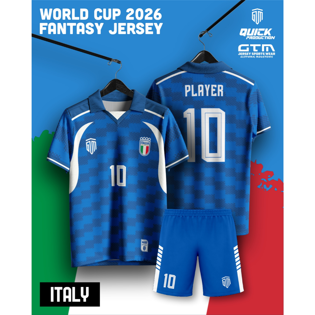 Jersey Fantasy Italy Kerah Retro - Free Custom Design