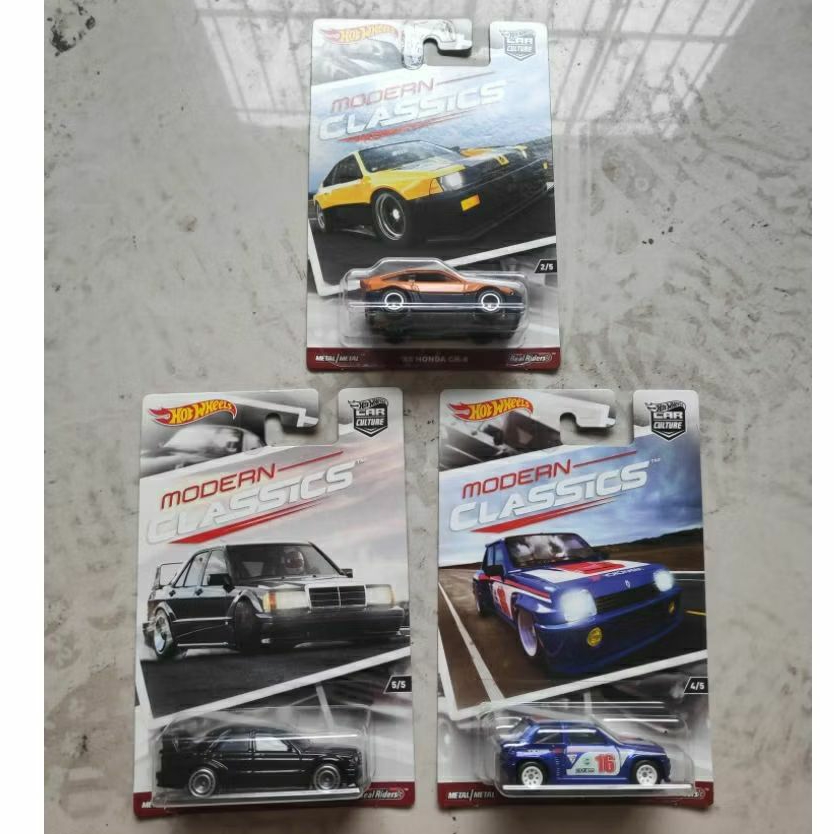 hot wheels premium modern classics set mercedes Benz 190e 2.5 16 Evo ii Honda crx renault 5 turbo ba
