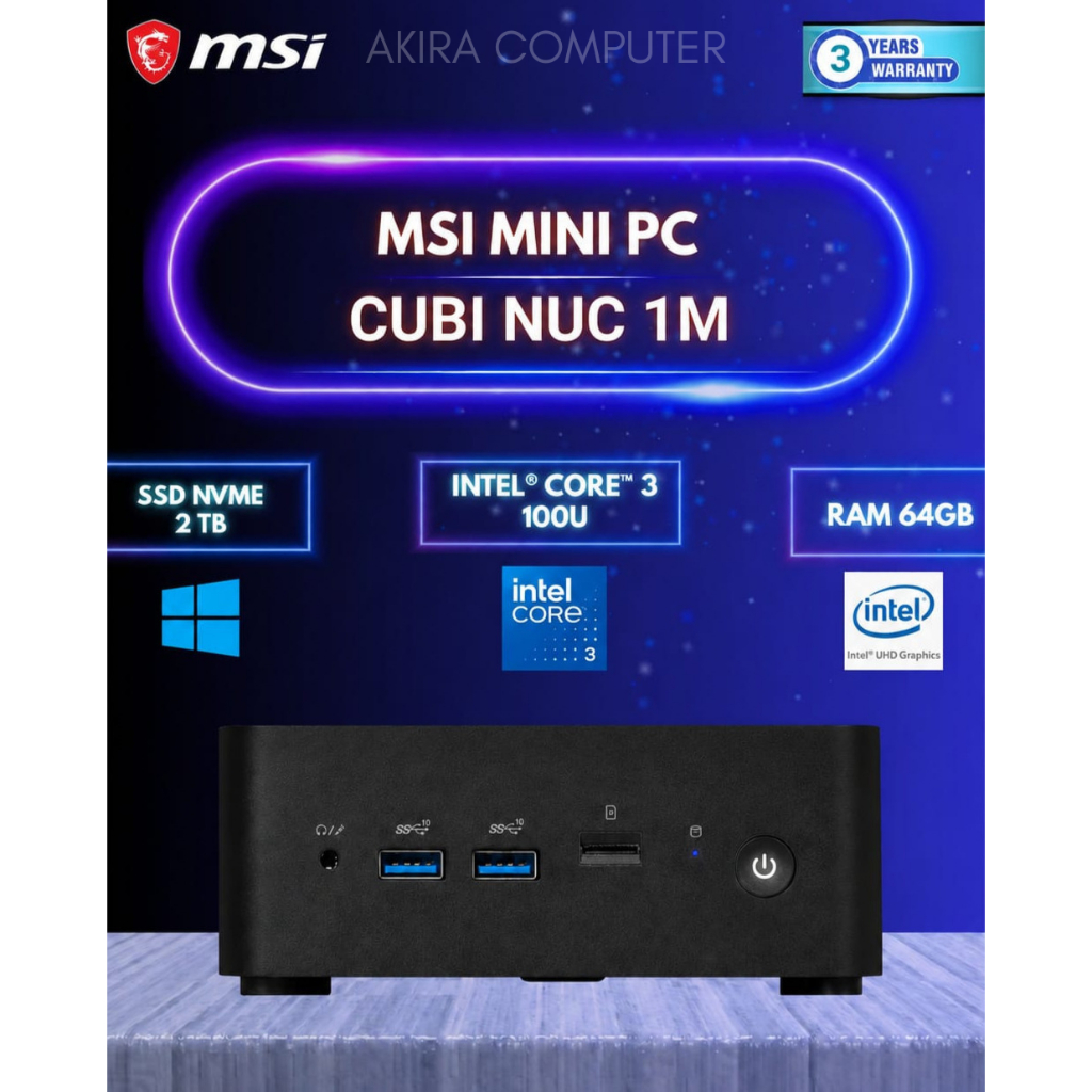 MINI PC MSI CUBI NUC 1M  CORE 3 100U FULLSET +RAM +SSD | MSI CUBI NUC 3 100U