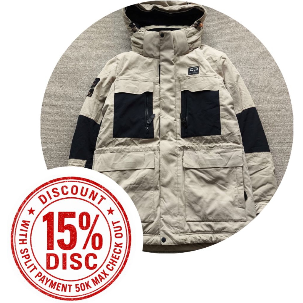 CENTER POLE DOWN GELEMBUNG WATERPROOF PARKA JACKET SZ L