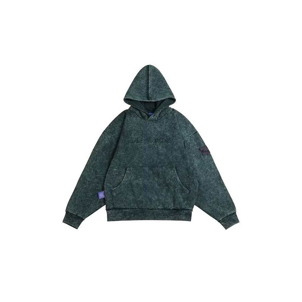 W Essentiels Hoodie Wash Label Bleu Affinity Ref-7326 Emerald Blue (Forest Green) - 100% ORIGINAL RE