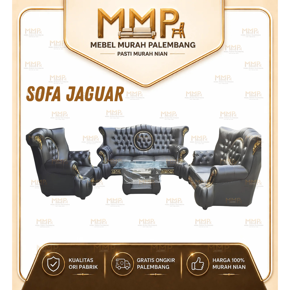 Sofa Tamu Jaguar Bahan Kulit | Sofa Tamu Mewah Murah Palembang
