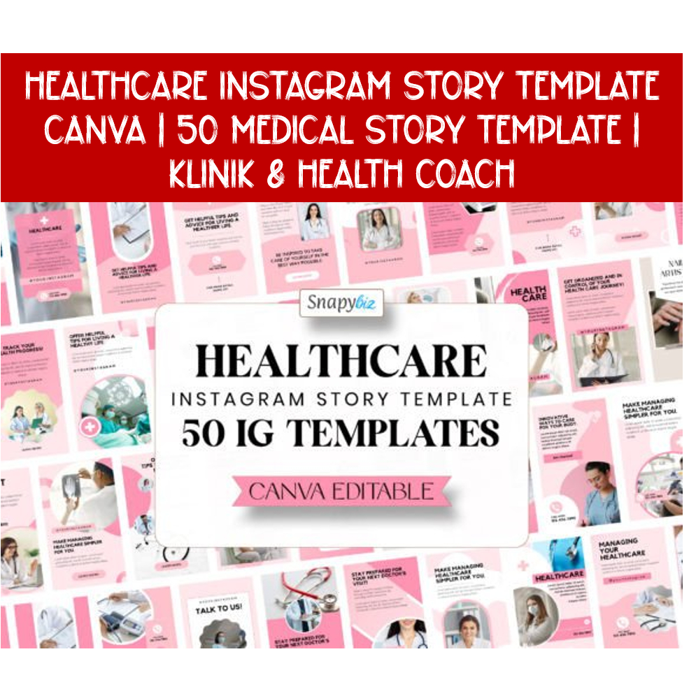 Healthcare Instagram Story Template Canva | 50 Medical Story Template | Klinik & Health Coach