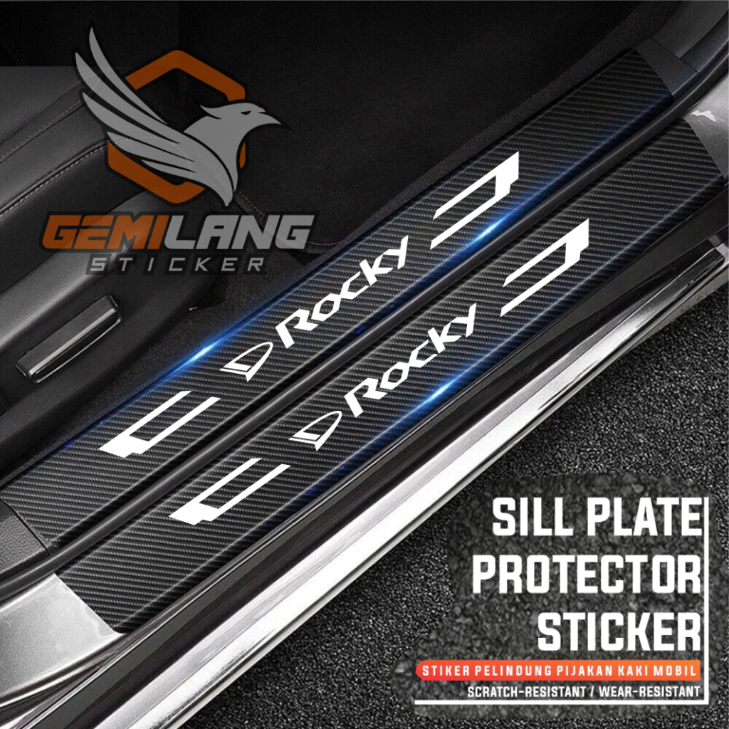 SEPAKET 9Pcs Stiker Carbon 3D Daihatsu Rocky Universal Car Door Sill Sticker Auto Threshold Anti Scr