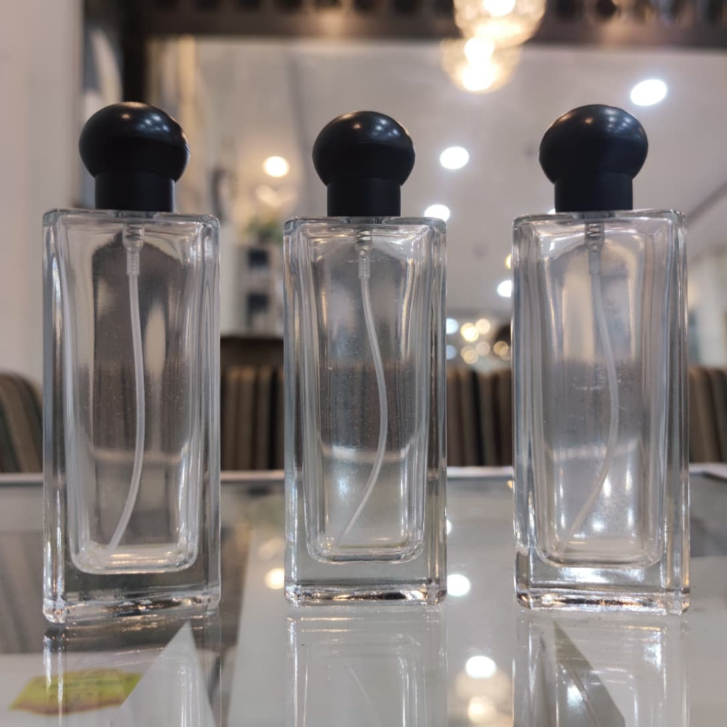 [ Botol ] JOMALONE/JOJO TUTUP HITAM 50 ML | Botol parfum kosong drat spray putar kaca ( Pcs )