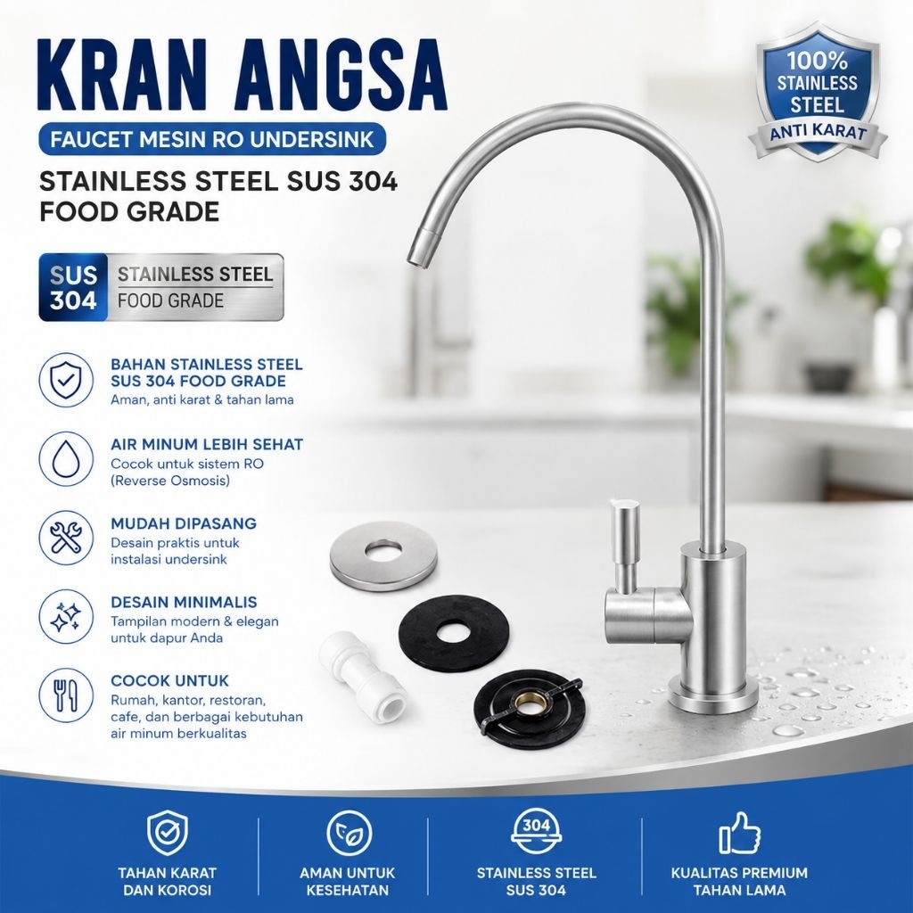 Faucet Filter RO Keran Angsa Stainless SUS 304 Premium Keran