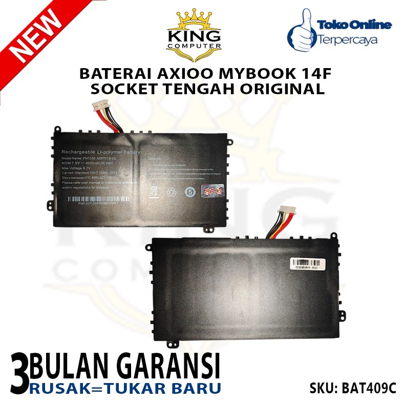 BATERAI AXIOO MYBOOK 14F SOCKET TEGAH PN1308 A587578-2S ORIGINAL