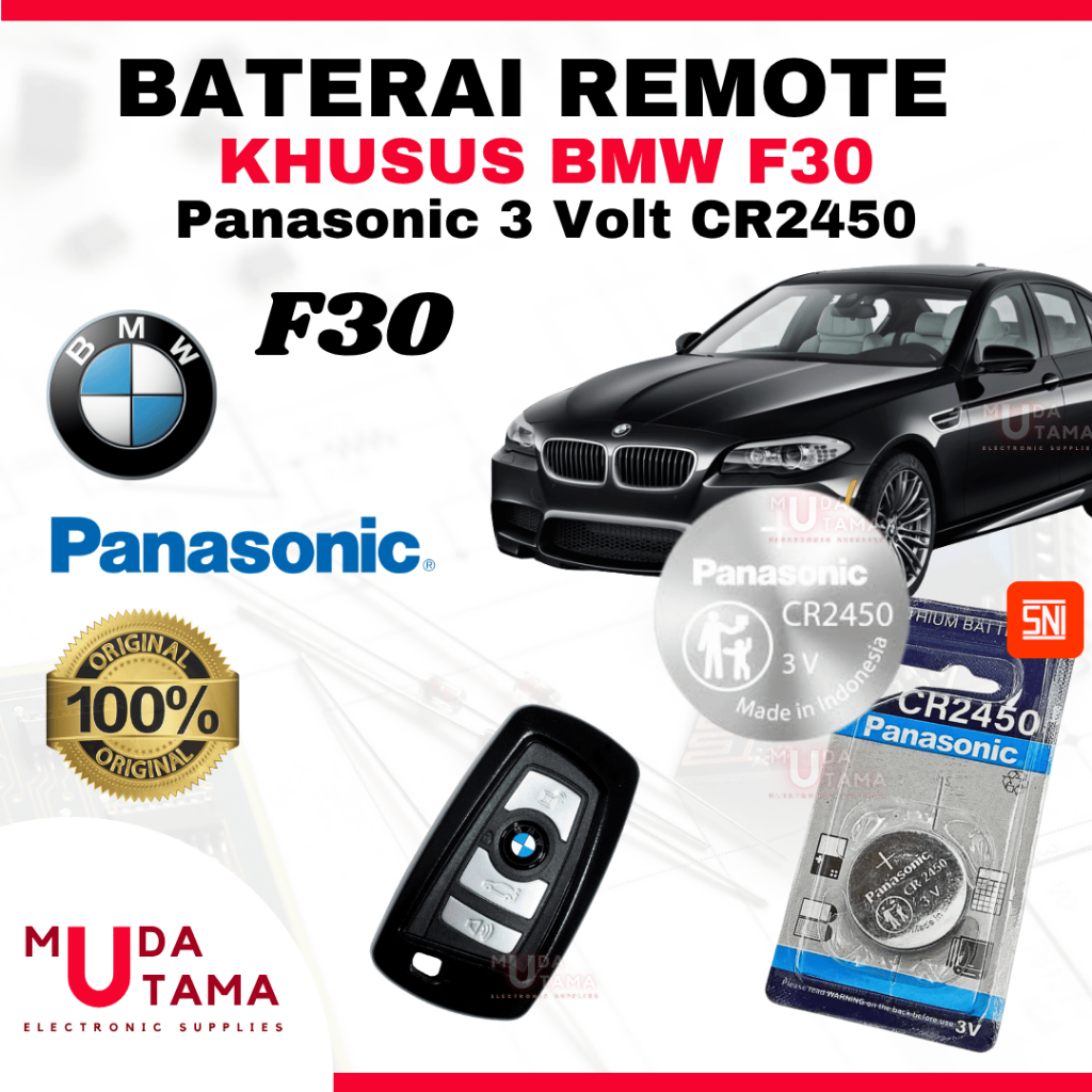Baterai Remote Mobil BMW F30 - ORIGINAL PANASONIC CR2450 3 Volt | Battery Remote BMW F30 CR2450 - Ba