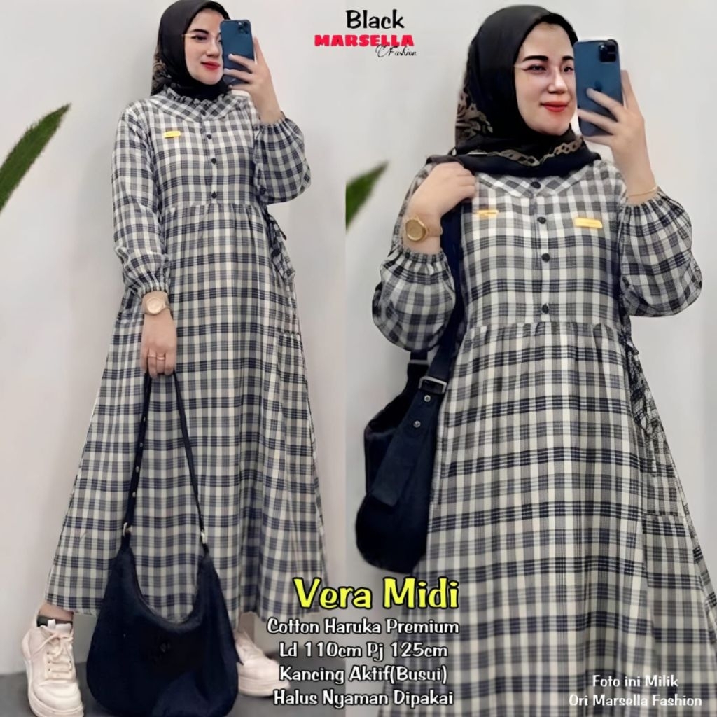 Vera Midi Dress katun Haruka Premium by Marsella