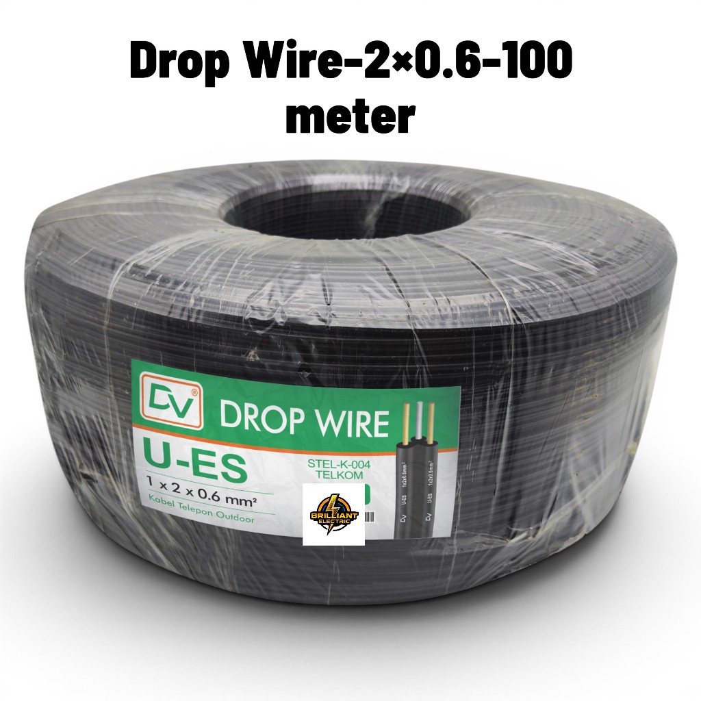 Kabel Telepon DROP WIRE 1x2x0.6mm Kabel Telekomunikasi Outdoor U-ES  1 Roll Panjang 100 Meter