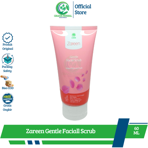 Zareen Gentle Facial Scrub HNI HPAI 60ml I Sabun Pembersih Wajah Dengan Buliran Scrub I Solusi Wajah