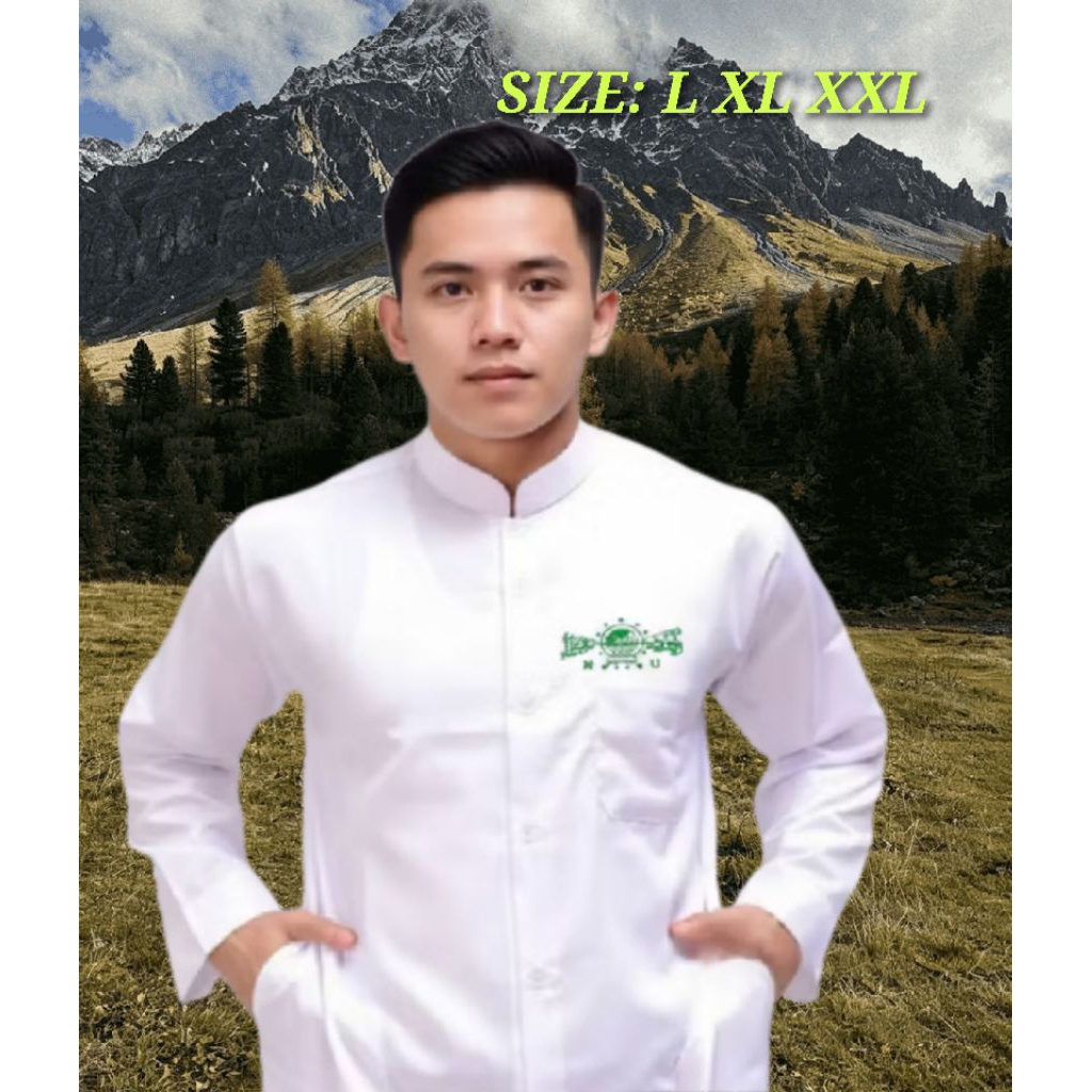 Baju Koko putih haibah NU katun toyobo