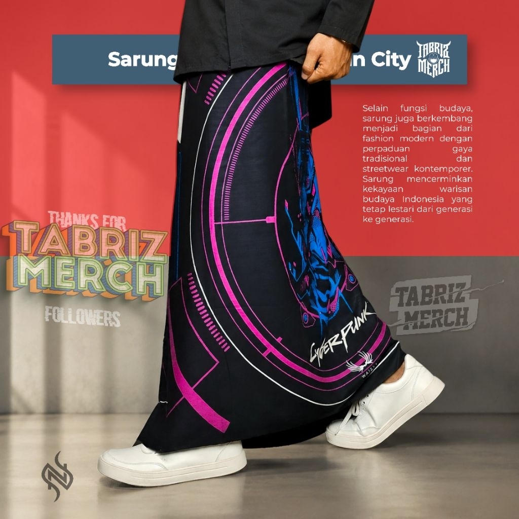 SARUNG BATIK MOTIF CYBERPUNK BAHAN KATUN HALUS TEBAL TEMBUS LUAR DALAM  Muslim Dewasa Santri Pria Pe