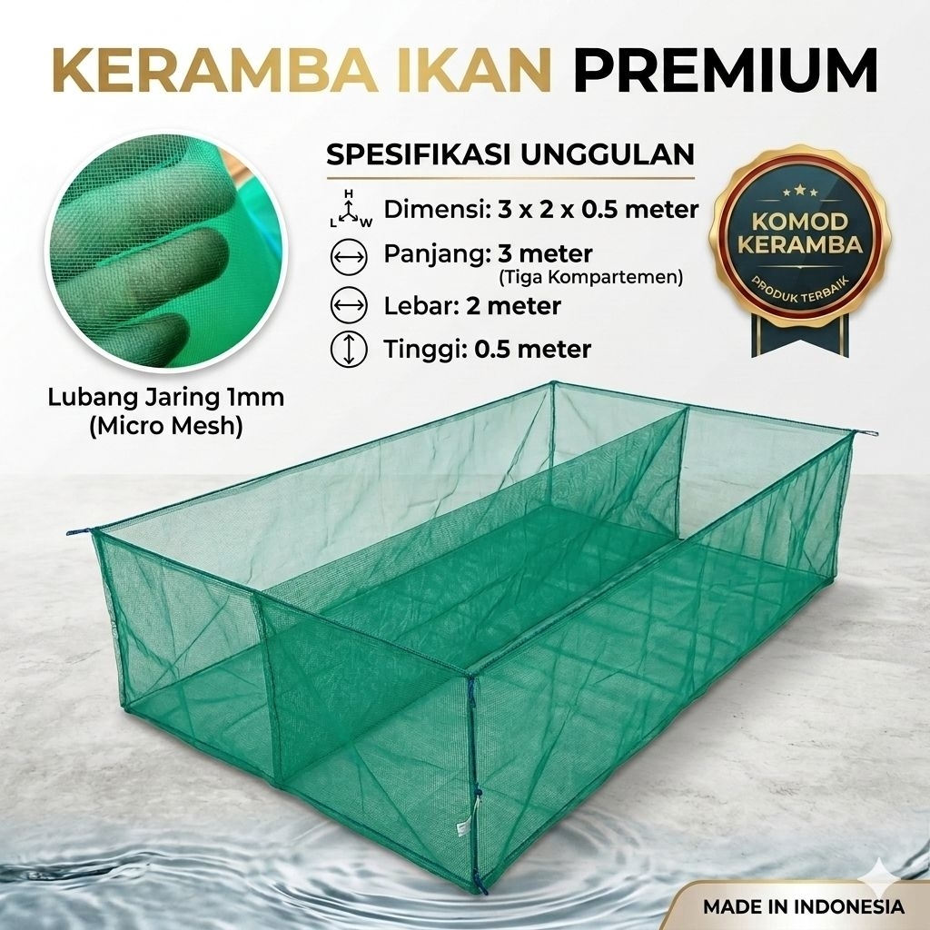 keramba ikan 3x2x50 sekat ke panjang 2 ruang jaring apung hapa kerambah karamba ikan siap pakai