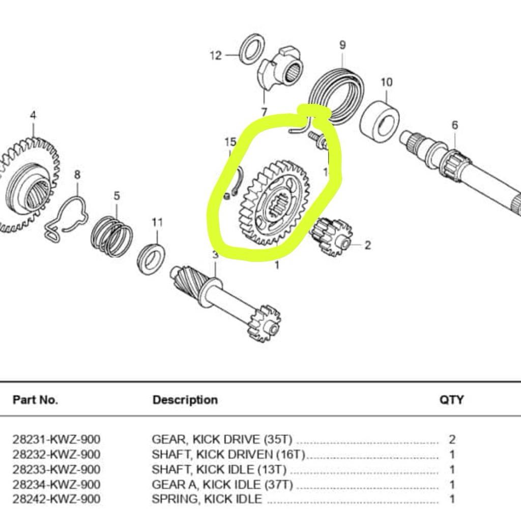28231KWZ900 GEAR KICK DRIVE HONDA REVO AT