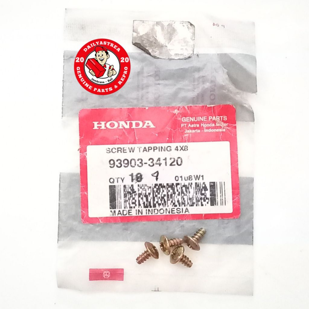 SCREW TAPPING 4X8 BAUT SEKRUP PLAT L COVER HONDA BEAT SPACY SCOOPY KARBU ORIGINAL 93903-34120