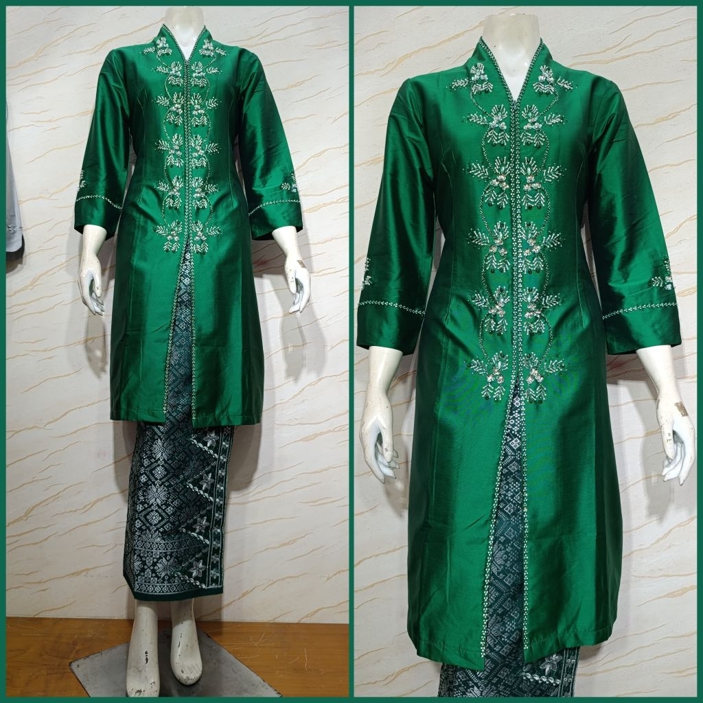 Baju Kurung Melayu Material Bahan Taffeta Mix Payet Motif Bunga // Baju Kurung Taffeta Payet Resleti