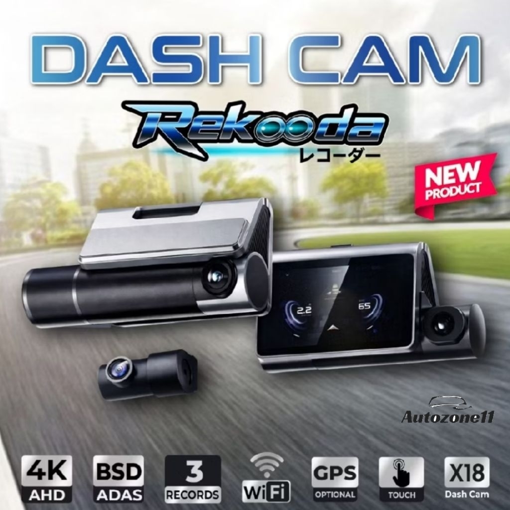 Rekooda Dash Cam ADAS: Dashcam 4K 3 Kamera
