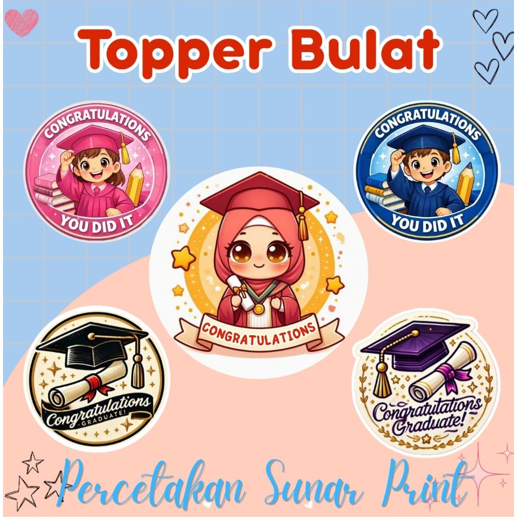 Topper Wisuda Bulat / Topper Bucket Uang / Topper Bucket / topper buket / topper wisuda