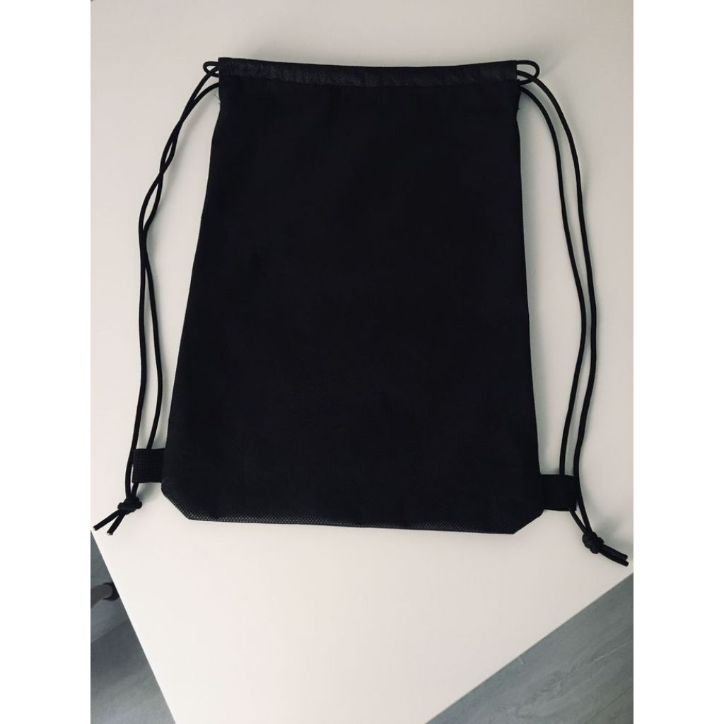 Tas Ransel serut kanvas Drill hitam polos Drawstring bag bahan kain drill yasuka polos