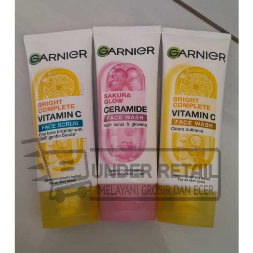 FACIAL FOAM GARNIER 100ML - BRIGHT COMPLETE/SAKURA GLOW/FACE SCRUB